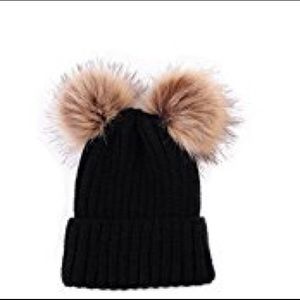 Double fur Pom Pom Beanie